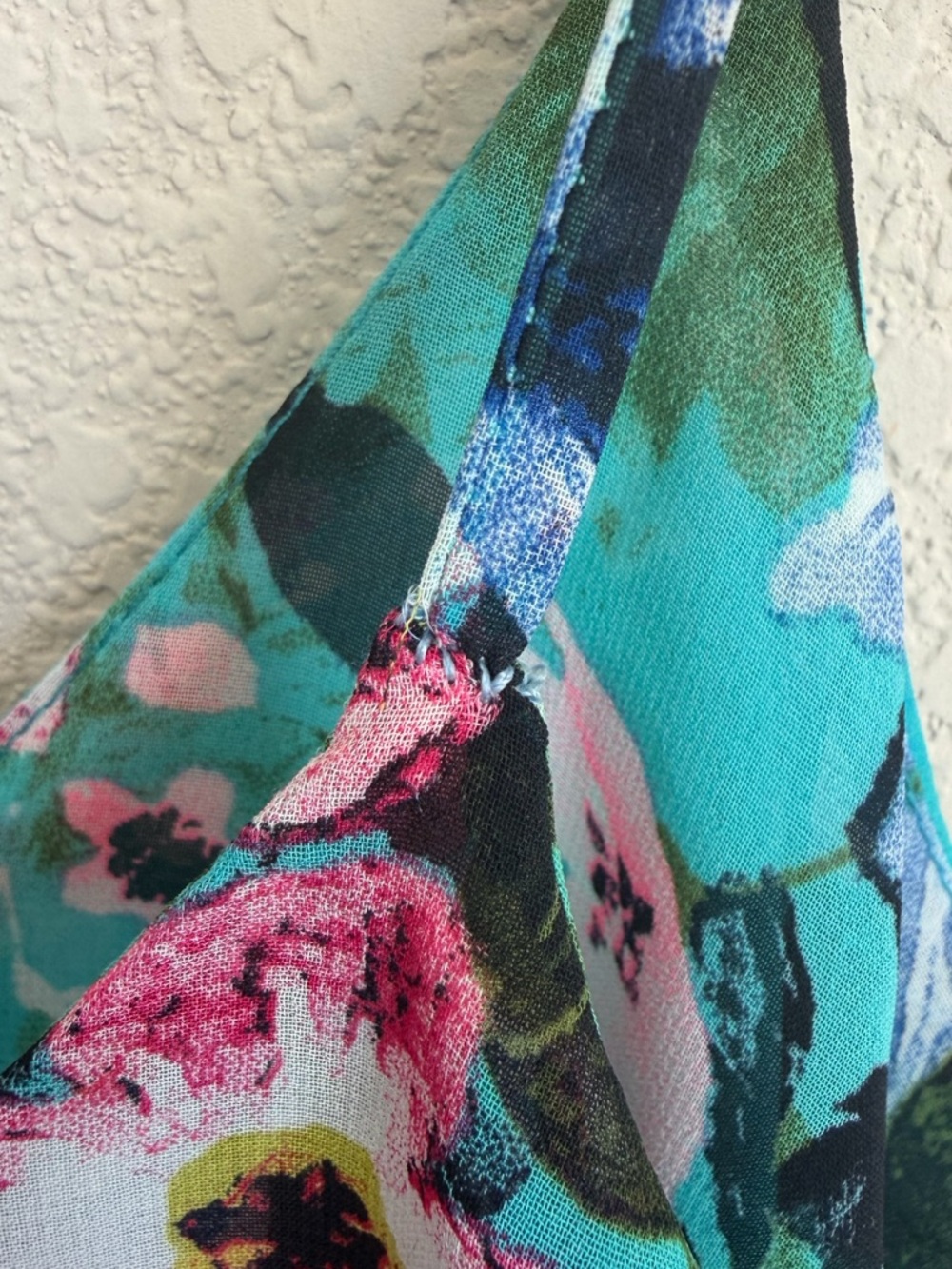 Arden B Floral Chiffon Layered Cami Crop Top Teal Pink Size Small Y2K Retro Blue - Picture 8 of 13